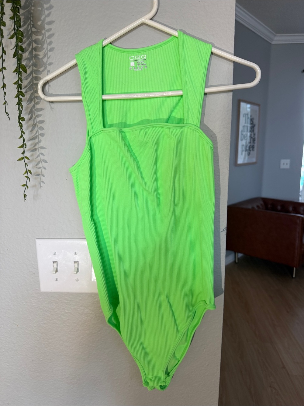 Neon Green Ribbed Kids One-Piece Swimsuit
